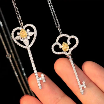18K zlata náhrdelník prírodné yellow diamond white diamonds tri štýly náhrdelník majú certifikát 001