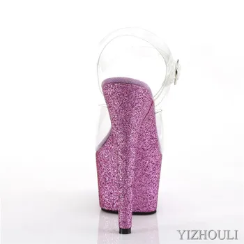 7 palce, sexy sequined platformu sandále, 17 cm podpätky pre fáze strany pól tanečnej praxi, tanečné topánky