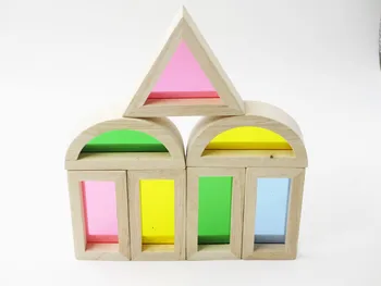 Drevené Rainbow Stavebné Bloky, Hračky Pre Deti Montessori Dieťa Raného Vzdelávania Tvorivé Stohovanie Stavebným Deti Hračka Darček