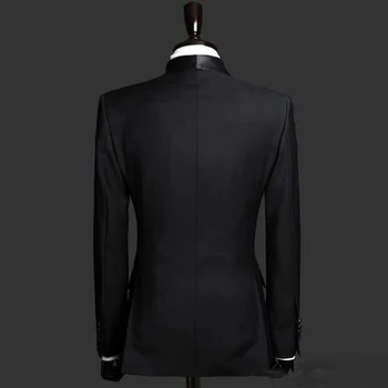 Pánske Obleky Black Ženícha Tuxedos Šatkou Klope Slim Fit Ženích Formálne Oblečenie Najlepšie Pánske Oblek Pre Svadby (Bunda+Nohavice)