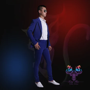 S-6xl! Nové 2021 Mužov Slim Dj Man Blue Spevák Kostýmy Formálne Šaty, Oblečenie Mužov Plus Veľkosť Sako Farby (farby + Nohavice)