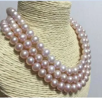 Triple pramene 9-10 mm south sea kolo levandule perlový náhrdelník 18